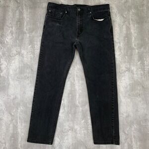 Levis 502 Jeans Mens 30x32 Black Regular Tapered Low Rise Dark Wash Denim Faded